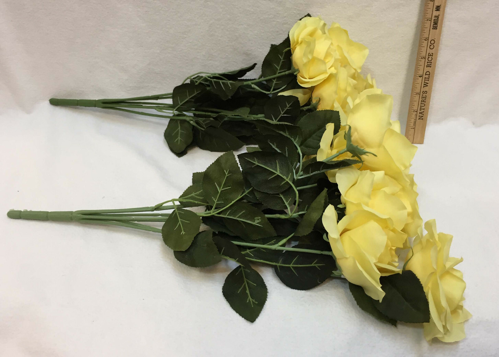 Yellow Rose Flower Plants Sticks Artificial Plant Floral Décor Set 2 20″ Long