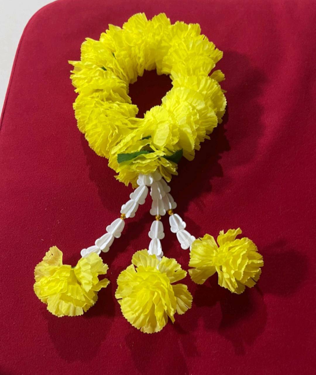 Hang Phuang Malai Artificial Thai Marigold Flower Fabric Mini Round Garland Gift