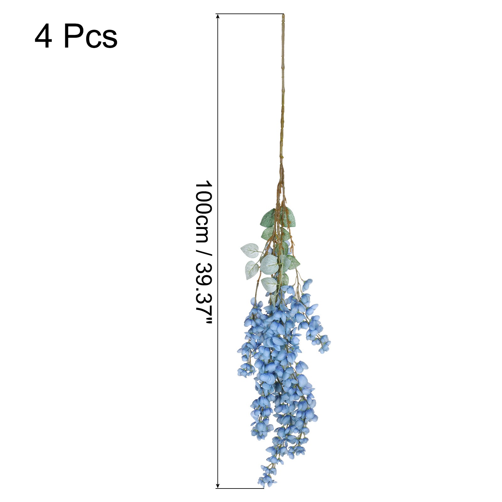 Fake Hanging Vine Flower Artificial Silk Flowers 39.4 Inch 4pcs Dark Blue