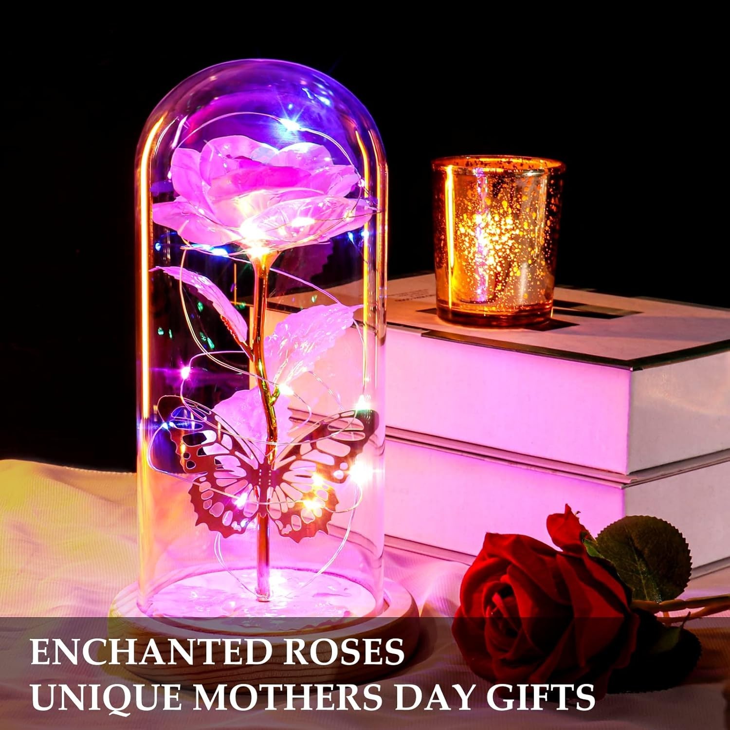 Light Up Glass Rose Dome – Unique Mother’s Day Gift for Women & Grandmothers
