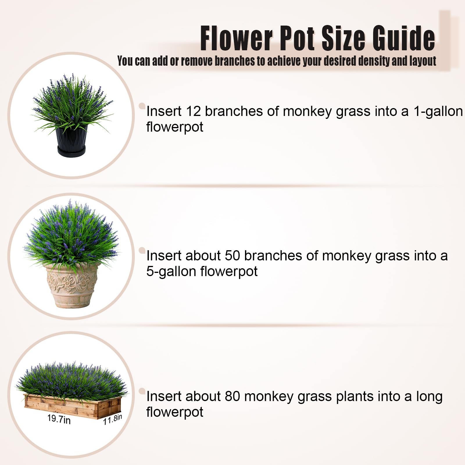 Artificial Plants Outdoor Fake Monkey Grass with Flowers for Pot UV Resistant…