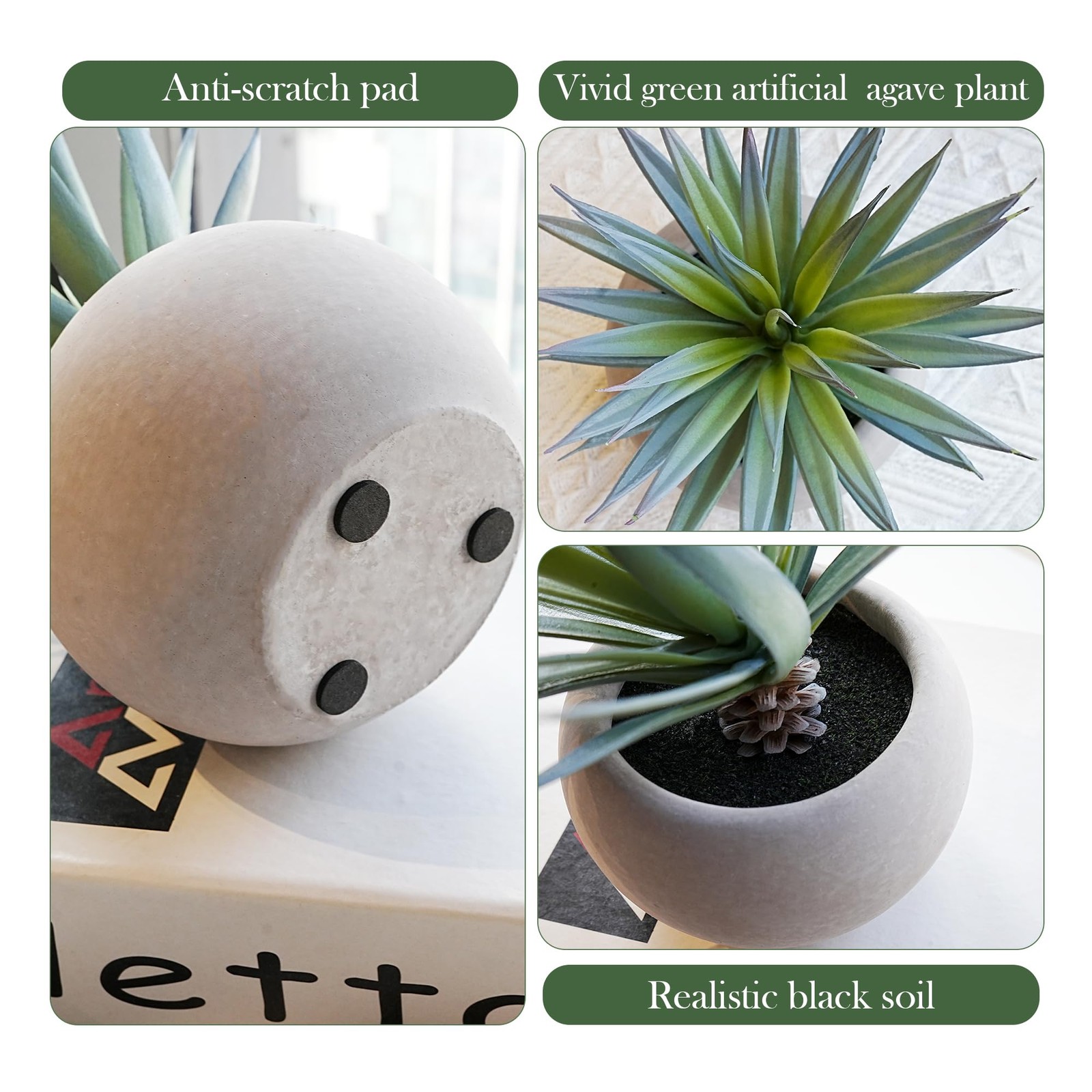 Jahe Agave Artificial Plants, Matte Pot Mini Artificial Plants Indoor, 8.07 i…