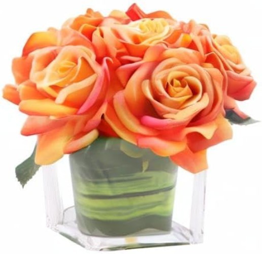 Stunning Silk Velvet Rose Decoration in Glass Vase – Perfect for Celebrations
