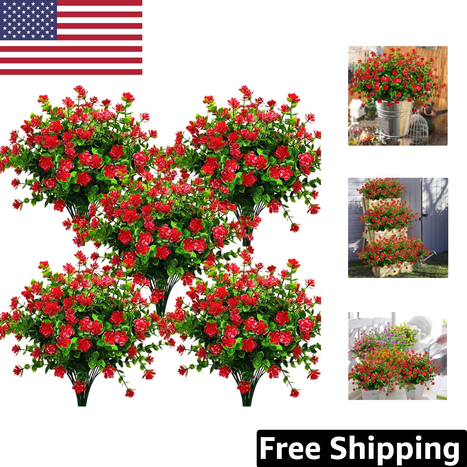 Realistic Artificial Red Eucalyptus Flowers – Perfect for Indoor and Outdoor Use