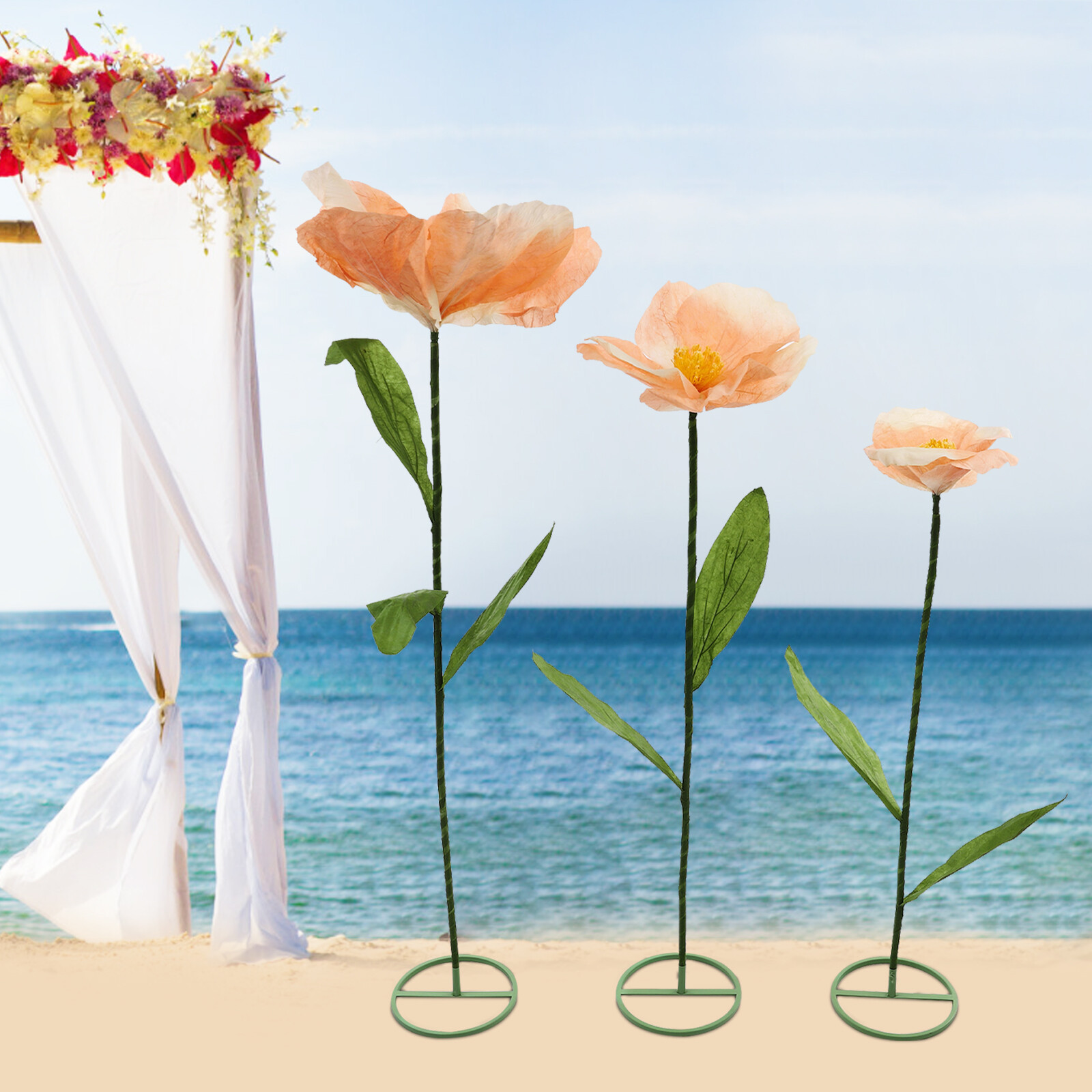 3PC Artificial Flower Bouquet Flower Bridal Wedding Supply Home Decor Champagne