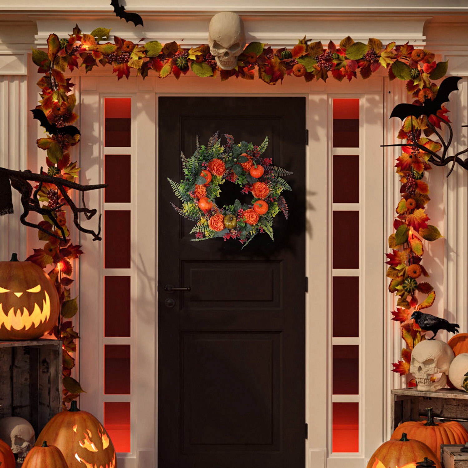 Pumpkin Maple Wreath Hanging Plant Hanger Decor Yard Xmas Party Indoor Outdoor