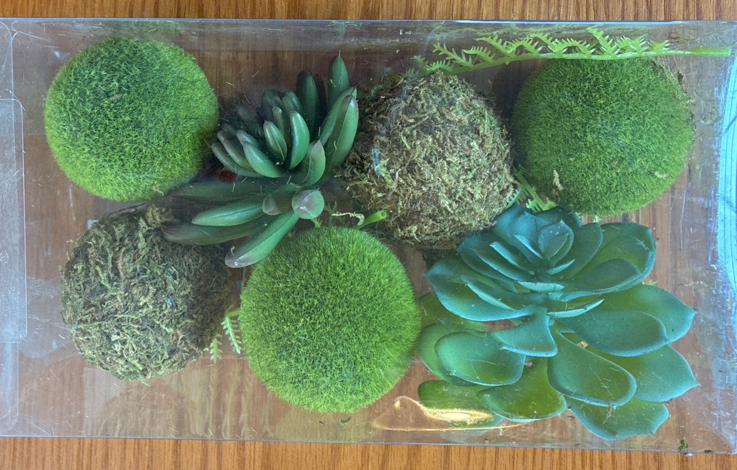 Box Of Artificial Floral Decorations Succulents, Ferns And Moss Balls By Ashland