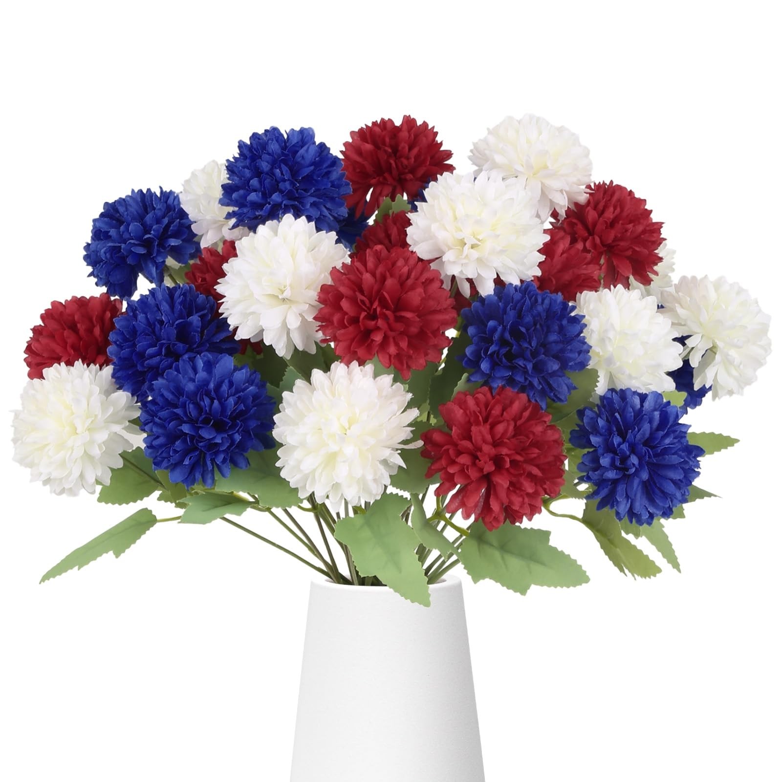 4 of July Decor Faux Chrysanthemums Artificial Flowers 27Heads Fake Silk Mums…