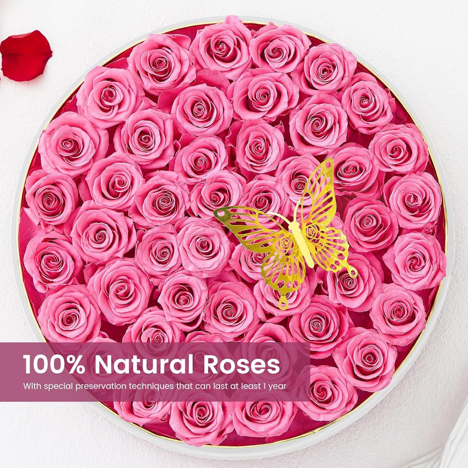 Preserved Roses 47 Piece Forever Flowers in a Box Mother’s Day Pink