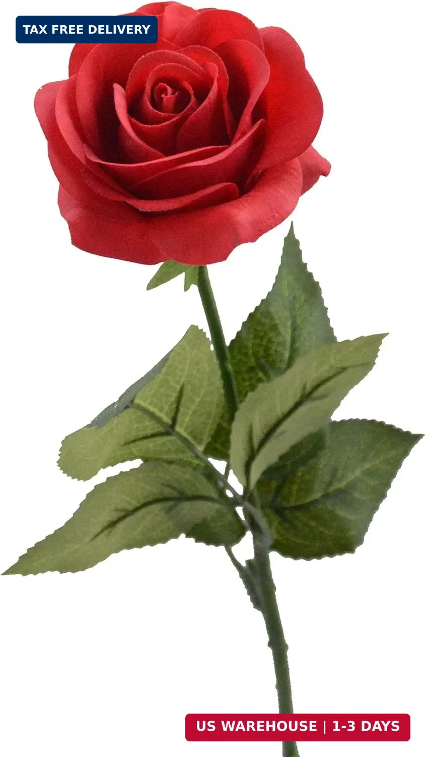 Red Rose Artificial Flowers, 1Pc 17″ Single Red Rose for Valentine’s Mother’s Da