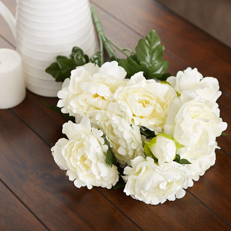Factory Direct Craft Cream Artificial Peony Bush