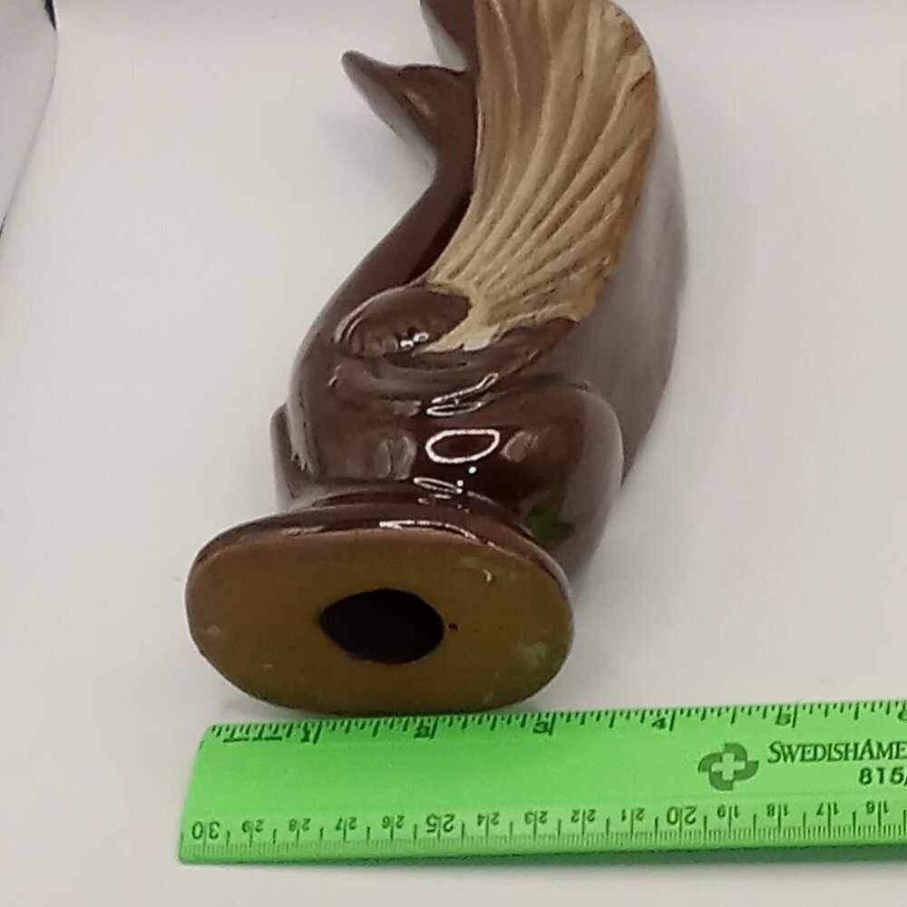 SWAN Brown Long Neck Bird and Console BOWL MCM Vintage REDWARE Japan