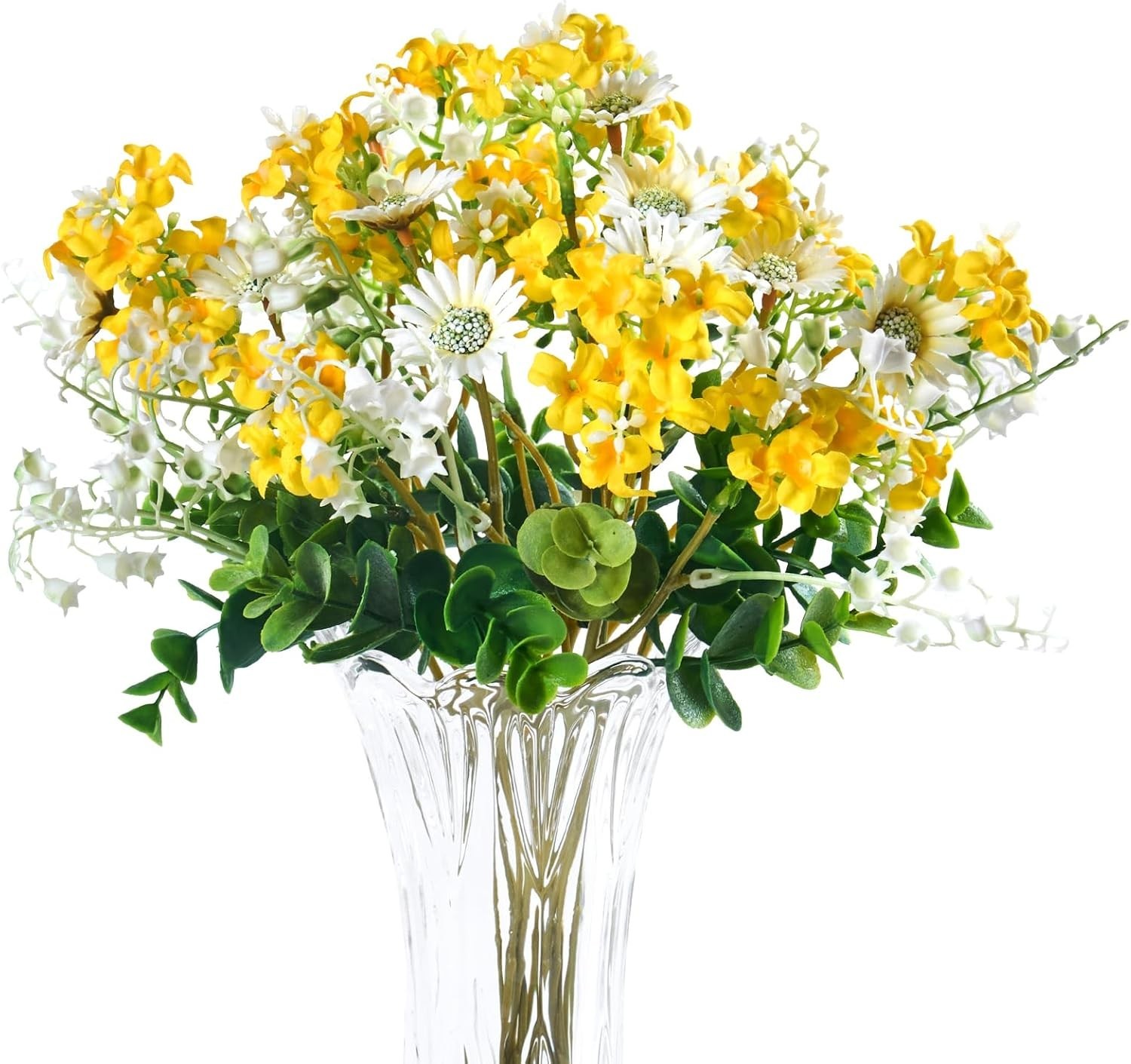 7 Pcs Wildflowers Artificial Flowers Daisies Yellow and White and Faux Wildflow
