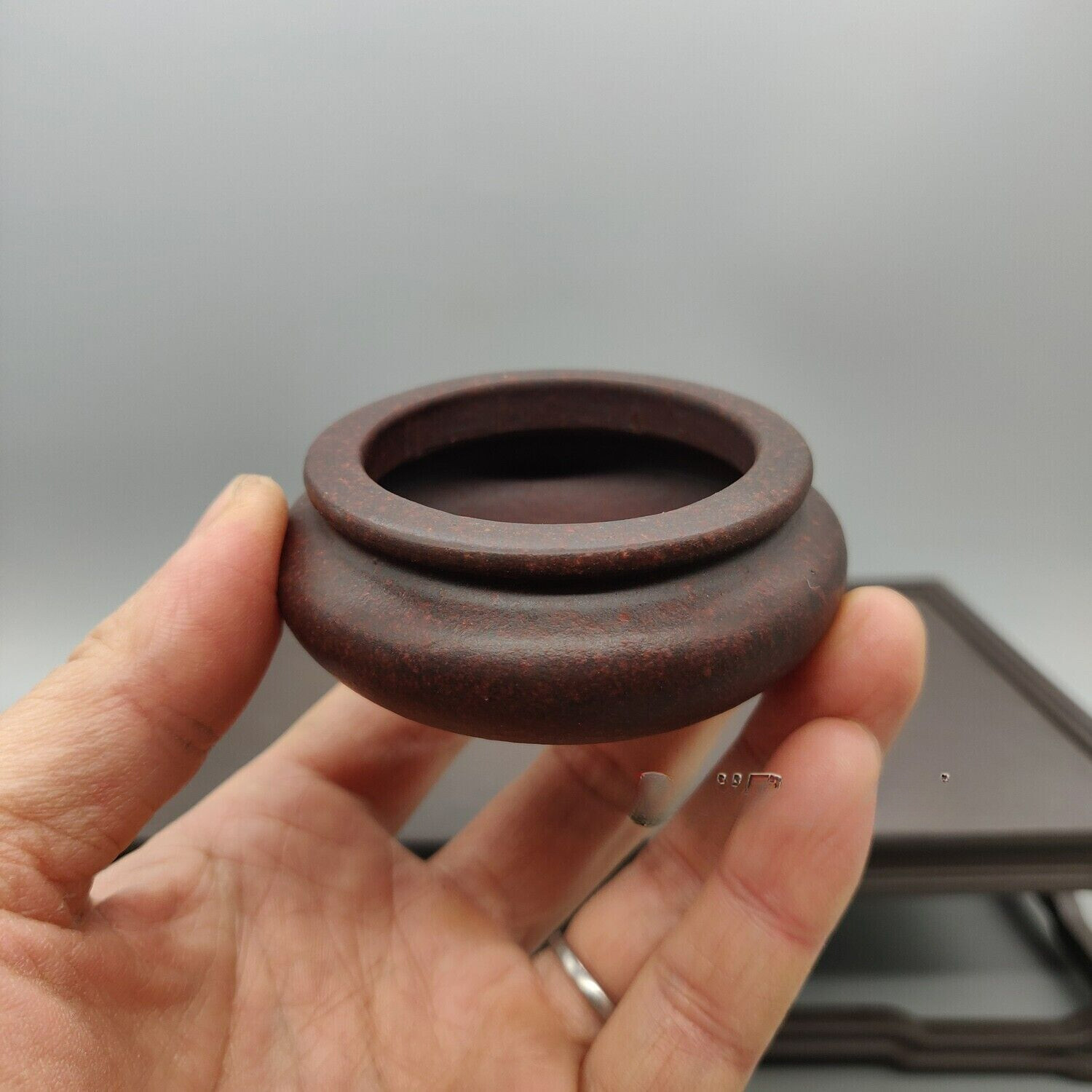 Dark Red Round Chinese Yixing Zisha Mame Bonsai Pot 2.25”x2.25”x1”