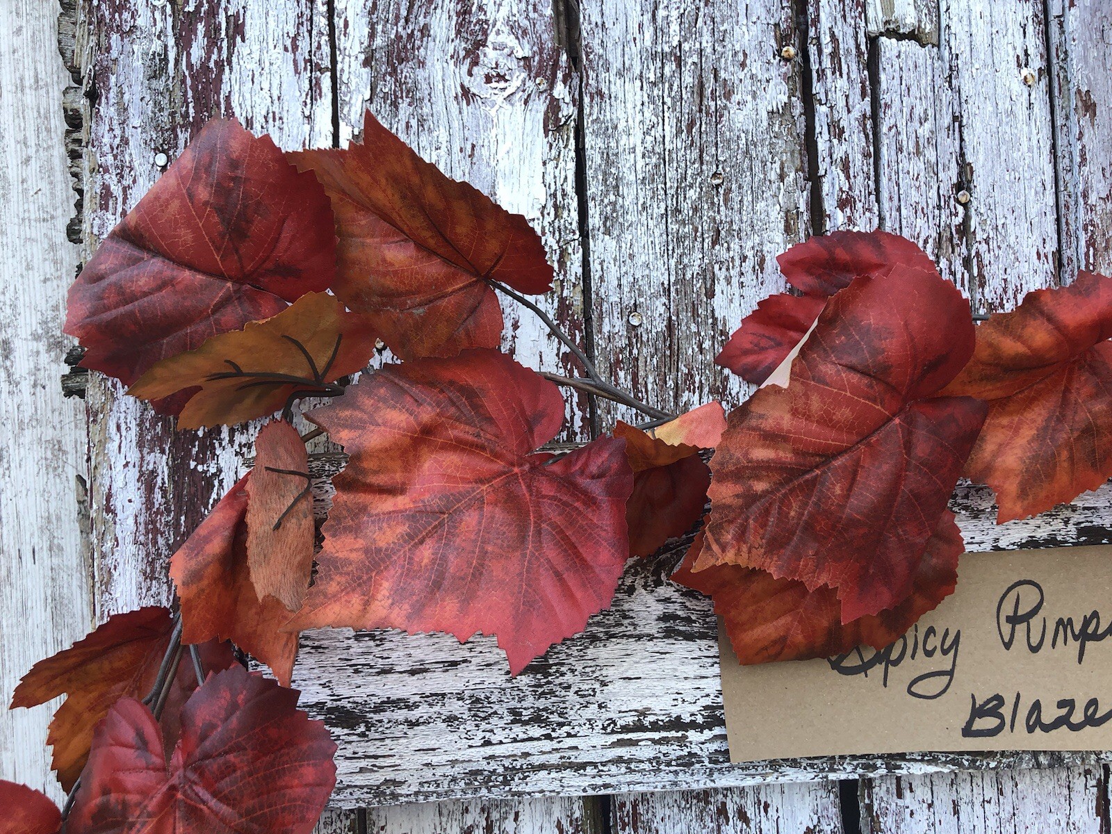Spicy Pumpkin Fall Leaf Garland 15 FT Autumn Artificial LARGE Fall Leaves