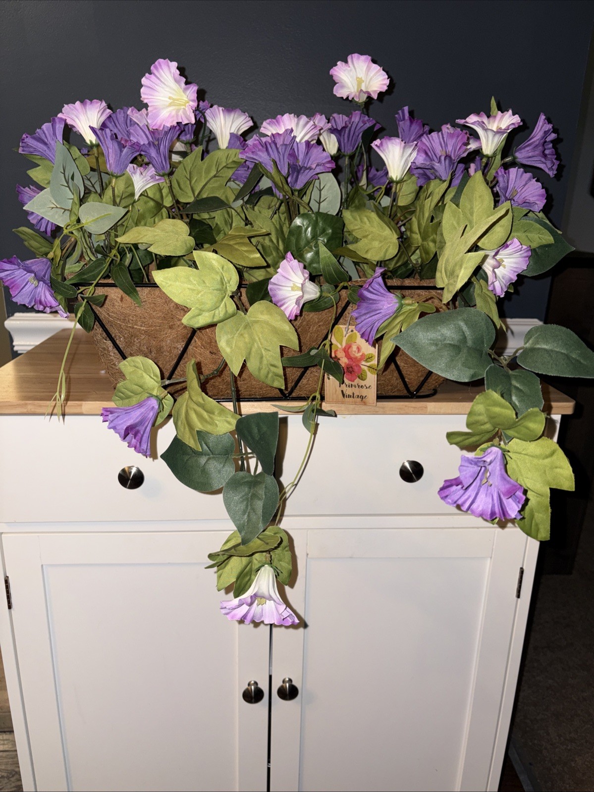 Outdoor Faux Petunia Window Box Flower Basket NWT