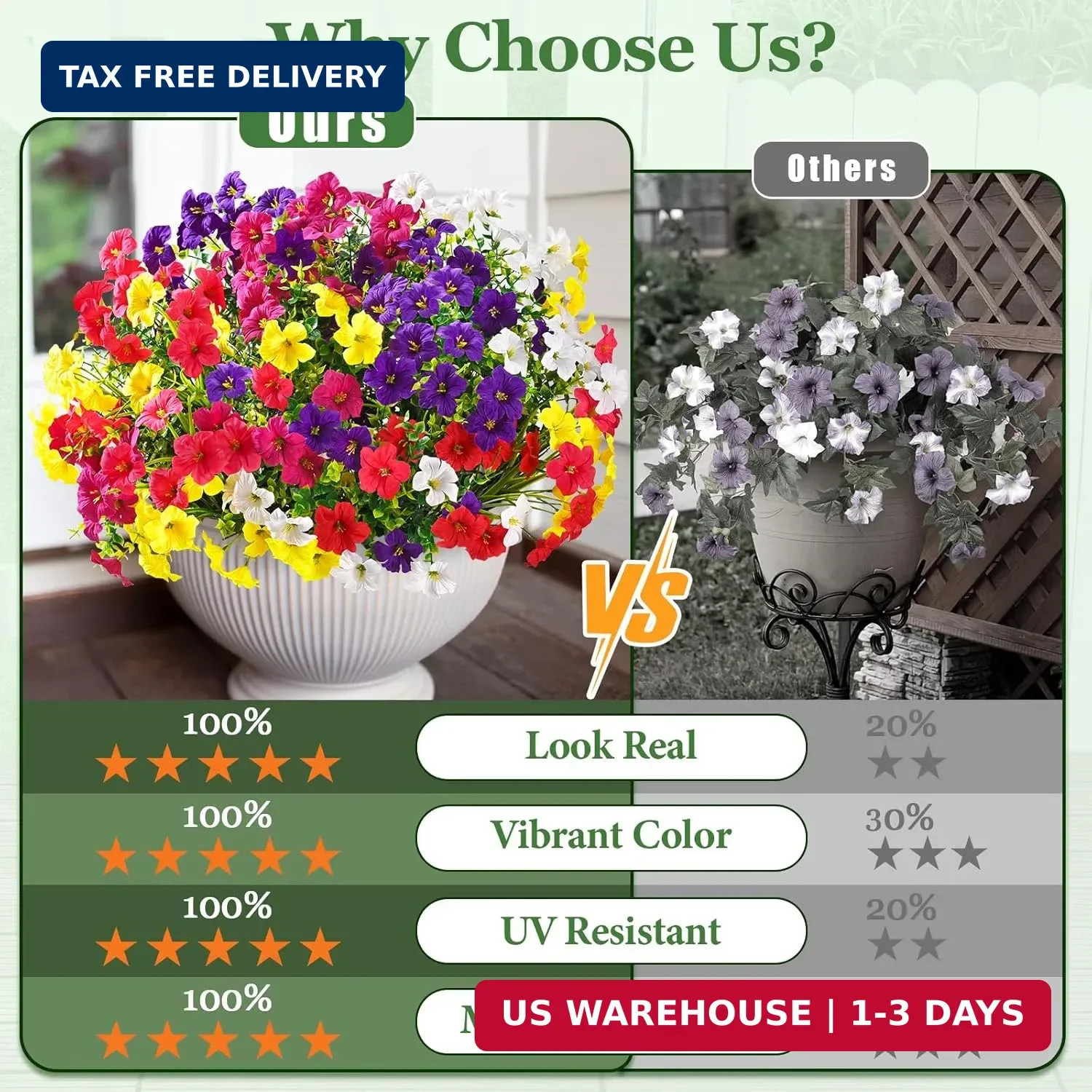 Artificial Flowers for Outdoors, 12 Bundles Mixed Color Artificial Petunias Fake