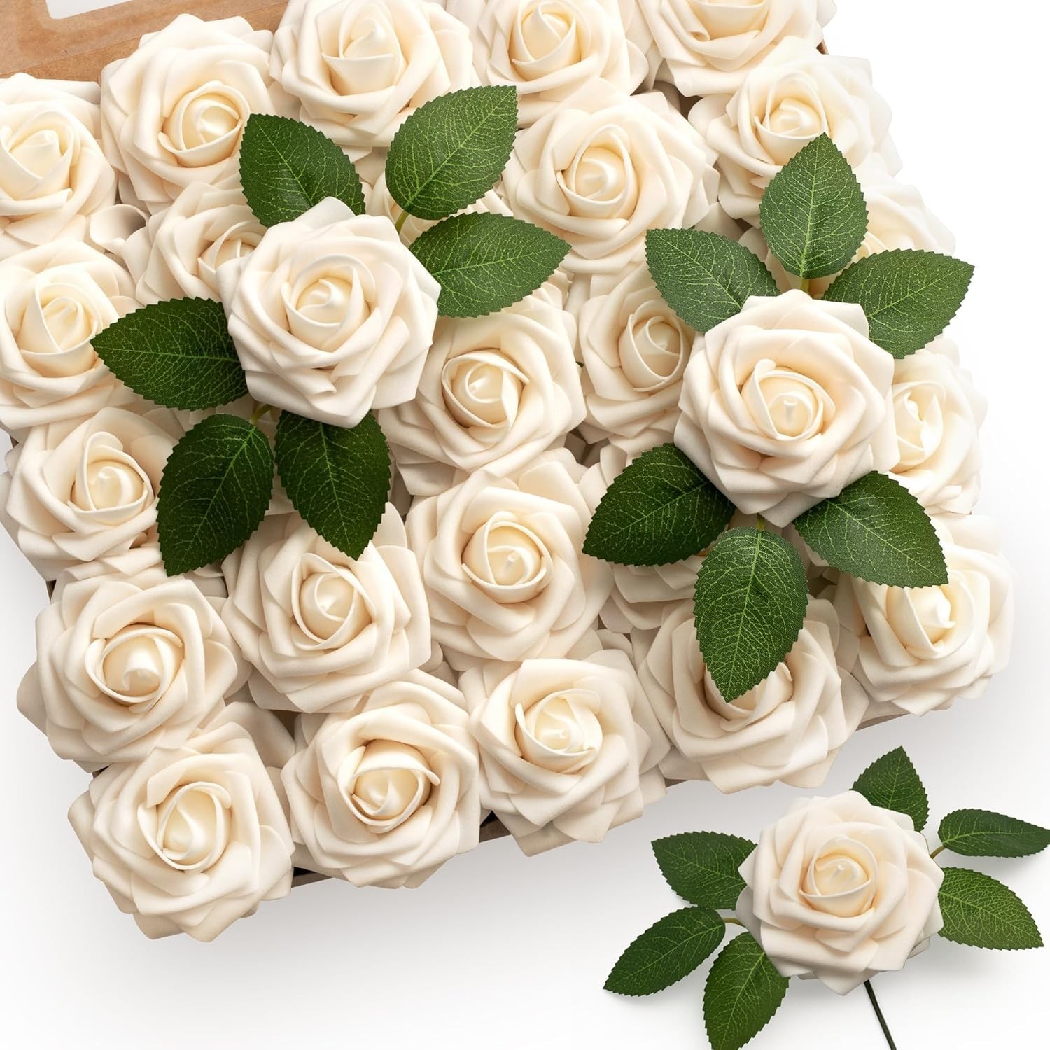 50Pcs Flores Artificiales Rosas Grandes Matrimonio Regalo Novia Para Decoracion