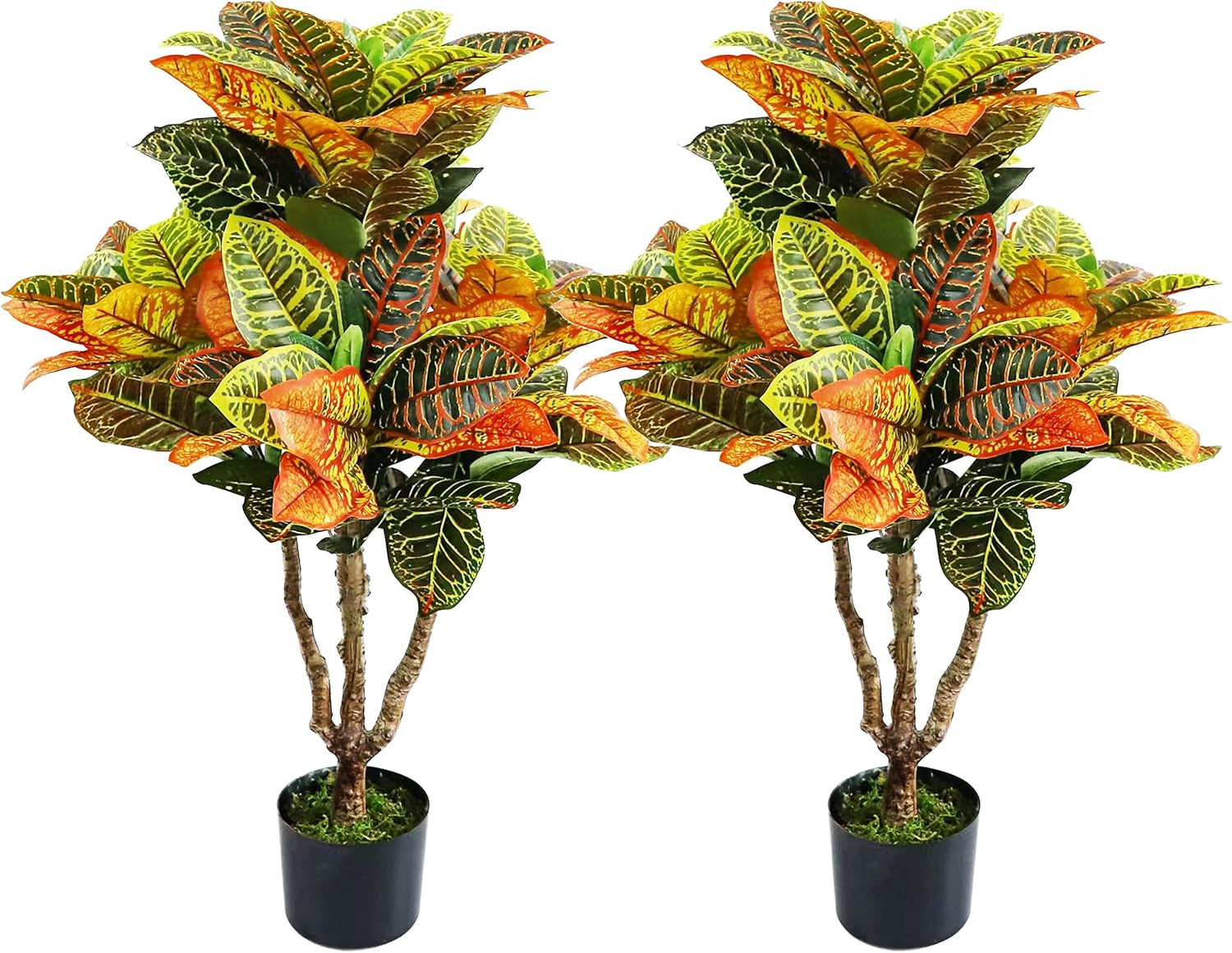2PCS 35″ Faux Fiddle Leaf Fig Trees for Home Decor & Front Porch Plants