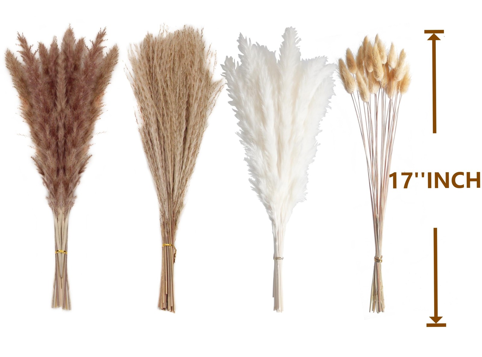 100 PCS Small Boho Pampas Grass, 17″ Naturally Dried Pompas, Pampas Grass Decor