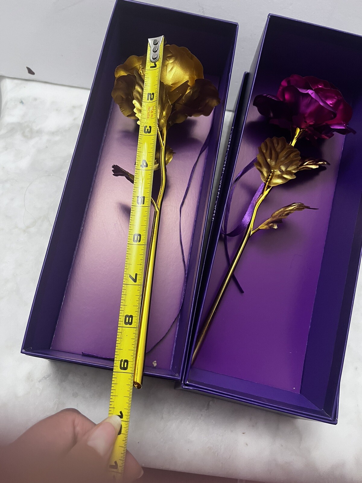 24K Golden Rose FlowerDipped in Gold with Gift Box Purple Eternal Rose