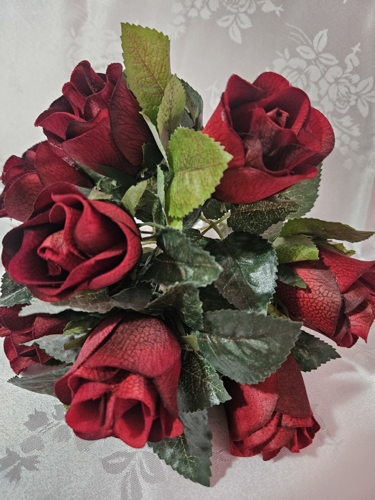 Home Interiors Silk Dark Red BurgundyRose Nosegay Bouquet/40008/New Old Stock