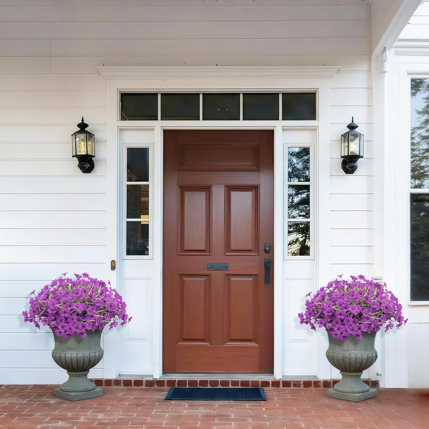 20 Bundles of UV Resistant Purple Artificial Flowers for Vibrant Outdoor Decor