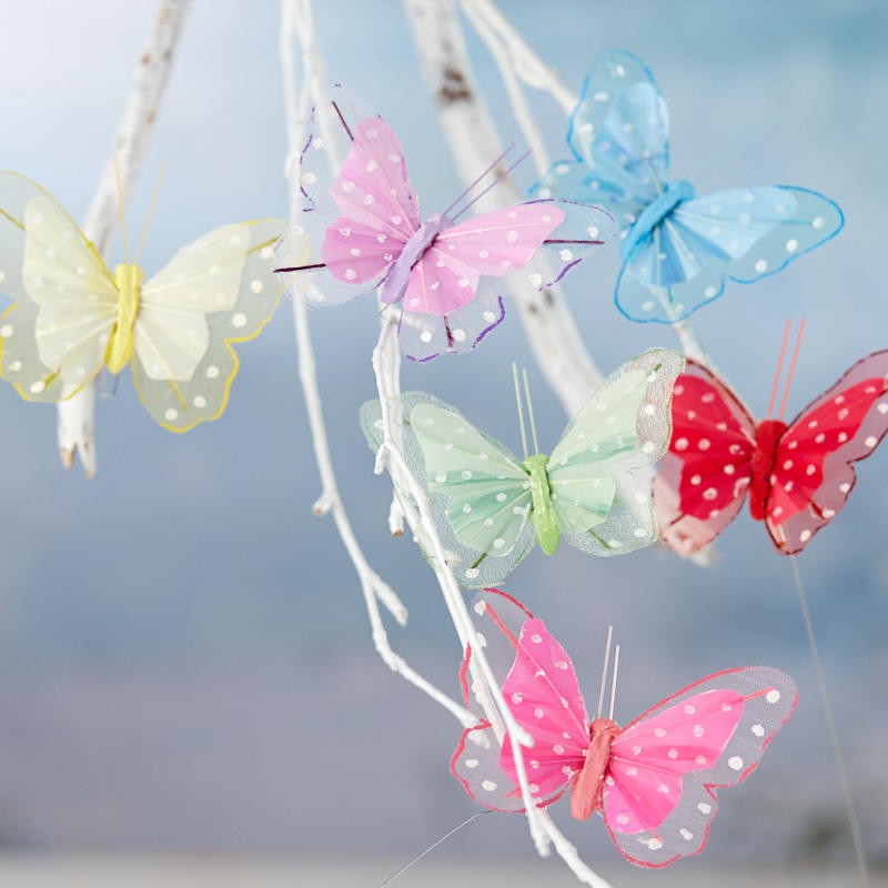 Package of 12 Assorted Color Polka Dot3-1/2″ Nylon Butterflies