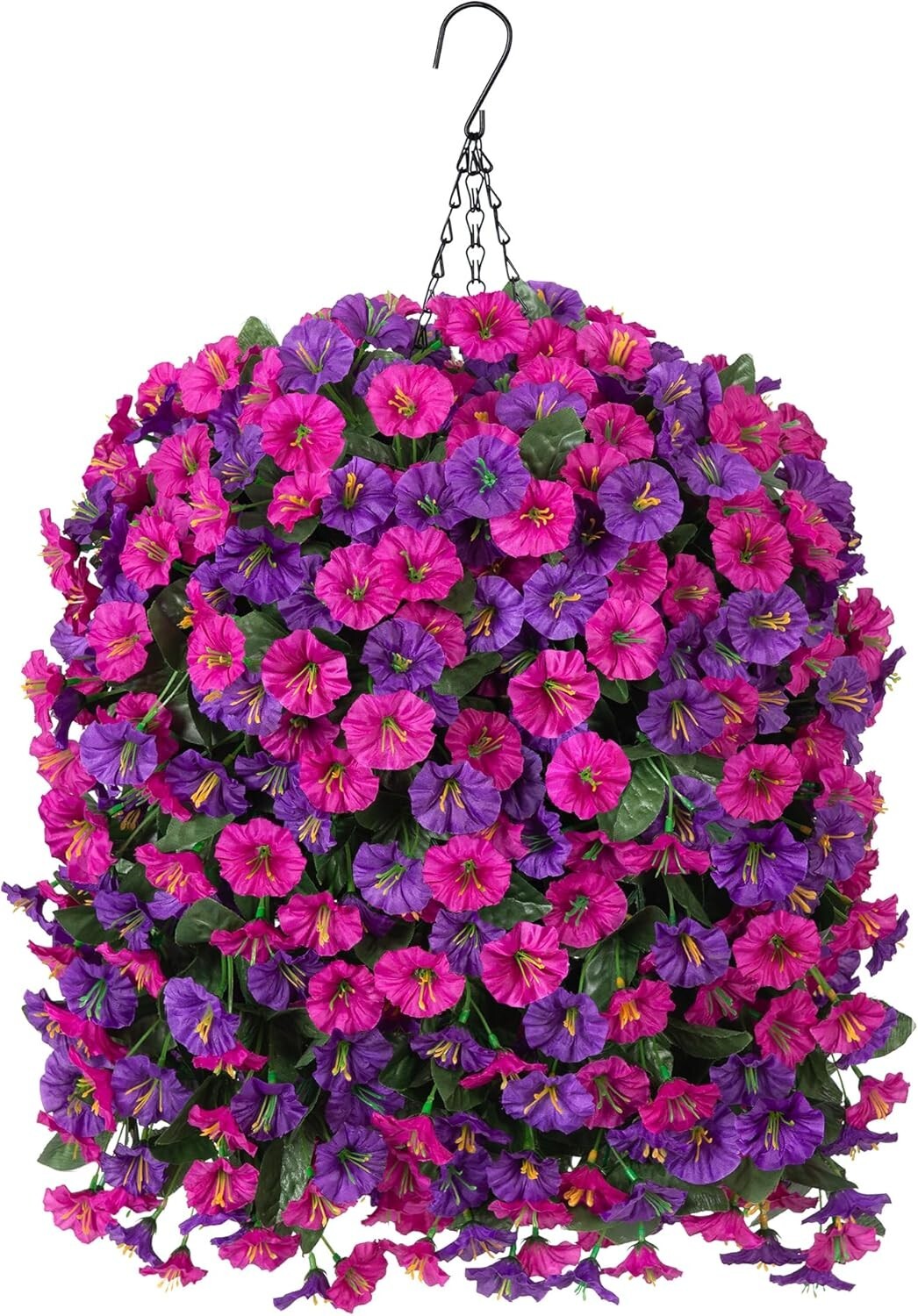 Vibrant Fuchsia & Dark Purple Faux Silk Hanging Flower Planter for Home Yards