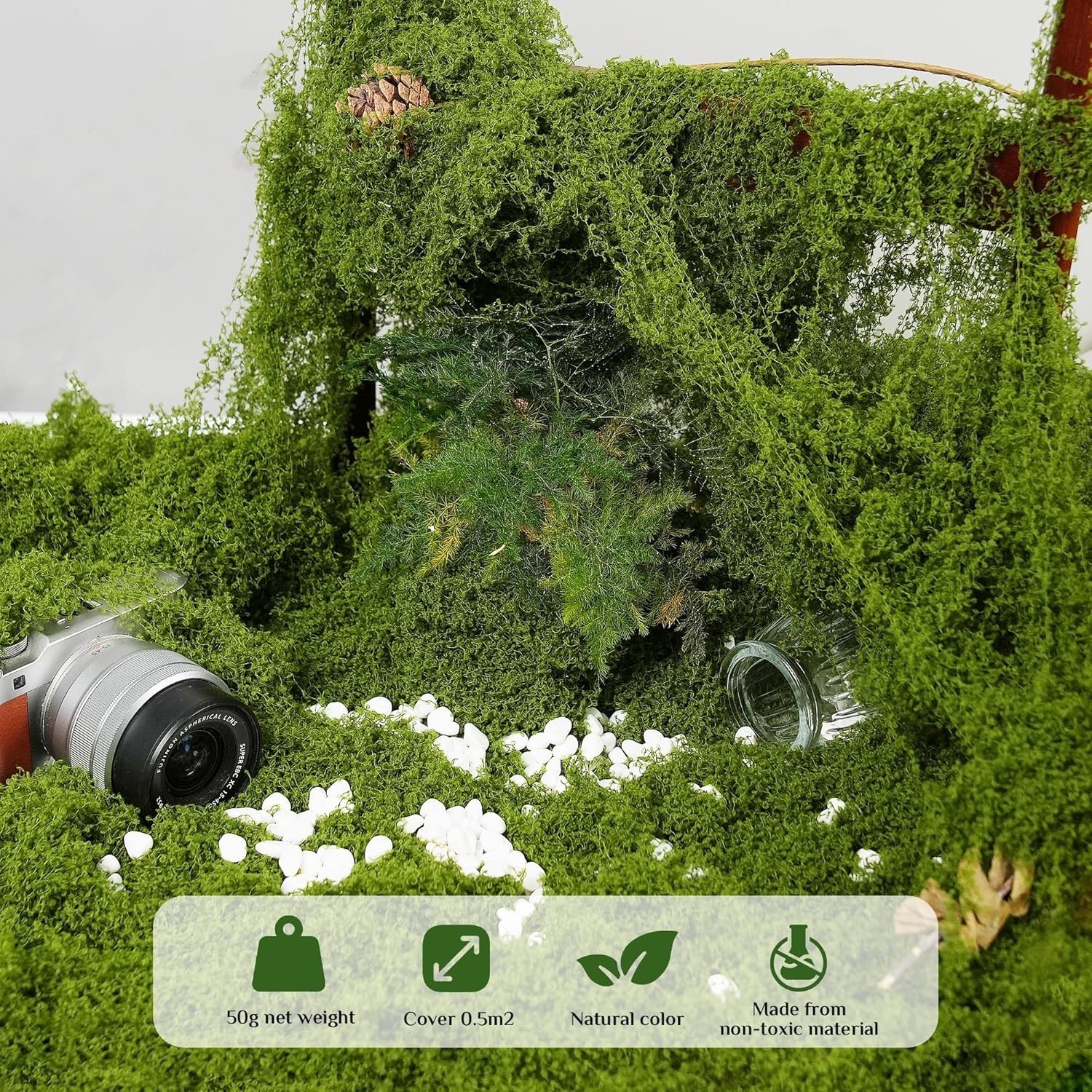 Artificial Green Moss 500g – Fake Moss for Crafts, Terrariums