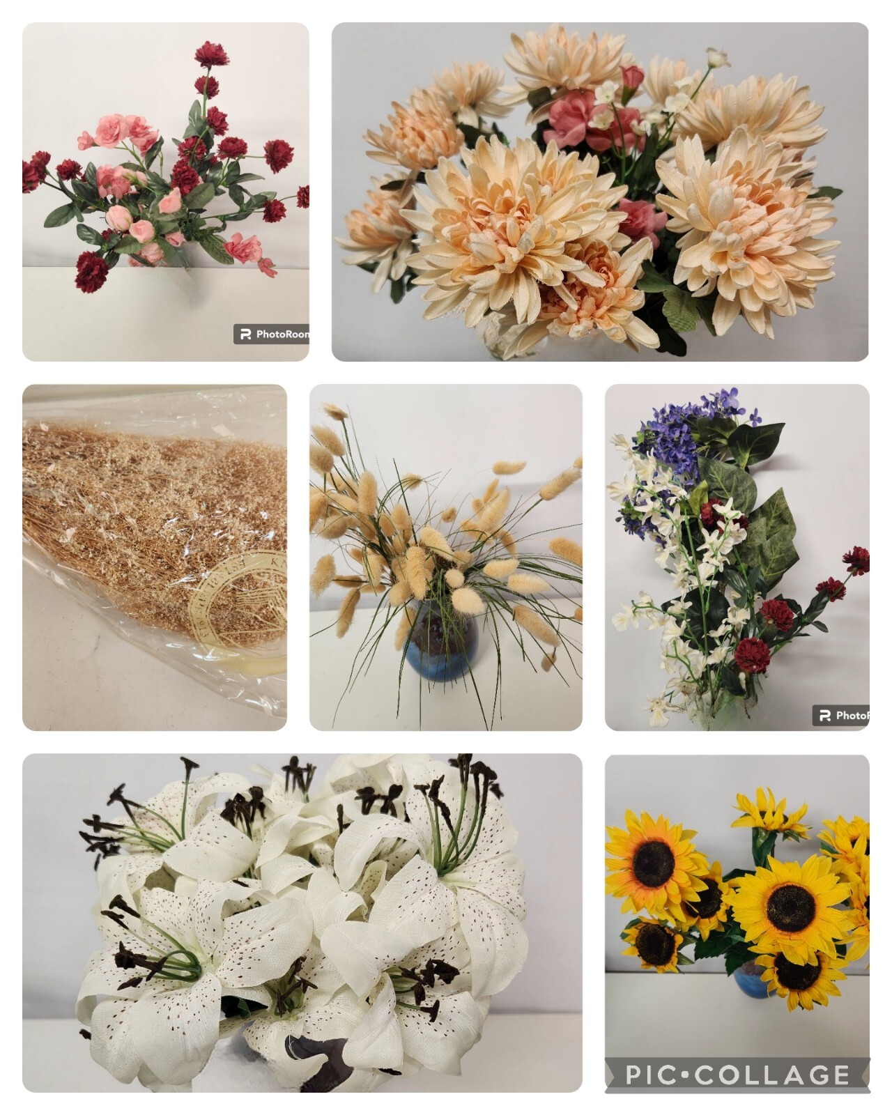 Lot Silk Flowers Sunflower Baby Breath Mums Craft Bouquet Centerpiece 50+ Stems