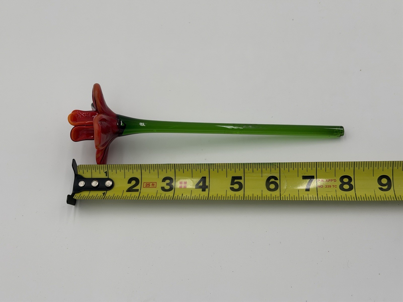 VINTAGE GLASS HAND BLOWN ROSE FLOWER BLOOM STEM DECORATIVE