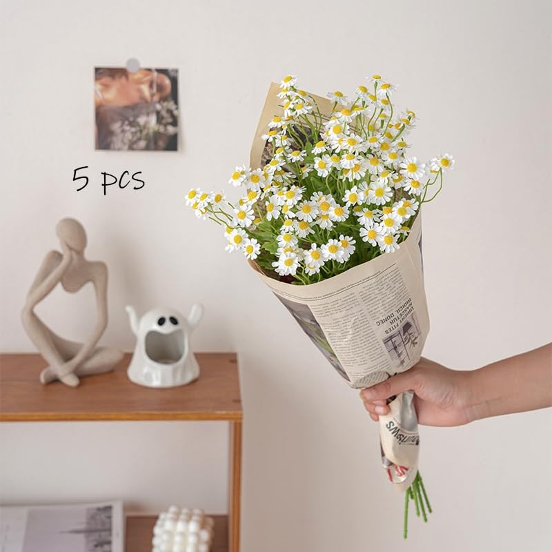 7 PCS 20.4 Inch Realistic Daisy Flowers Artificial Fake White Chamomile