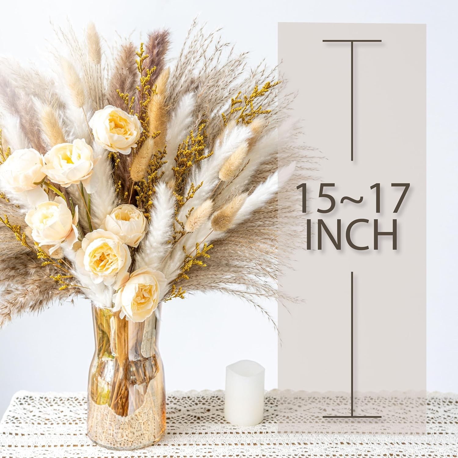 Boho Decor Bouquet – Artificial Flowers and Pampas Grass Decor kit,Mix Dried …