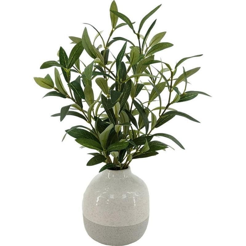 14 in Indoor Artificial Olive Plant Faux Greenery in Ceramic Vase Home Decor New