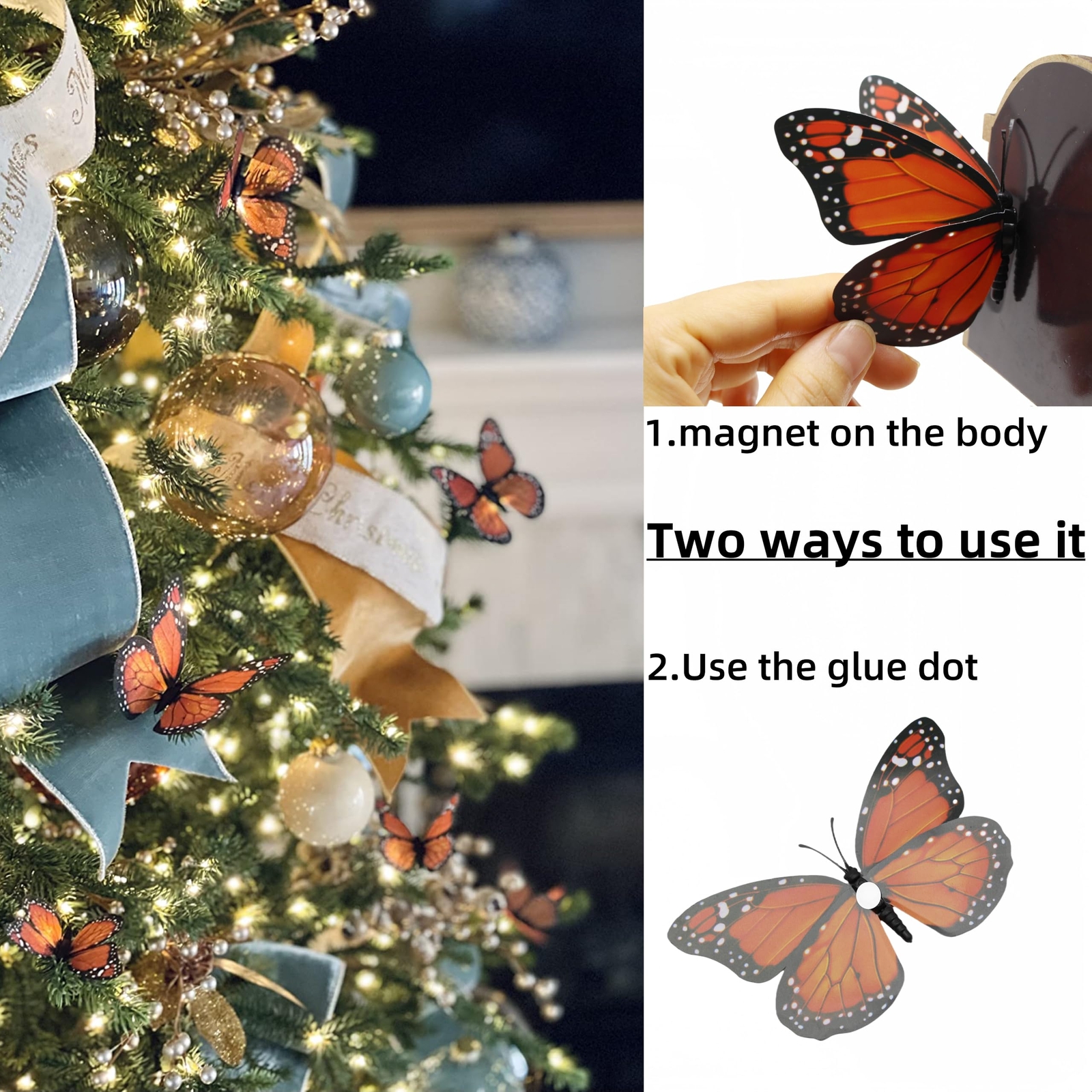50 Pcs Monarch Butterfly Decor Artificial Butterflies for Bouquets Crafts