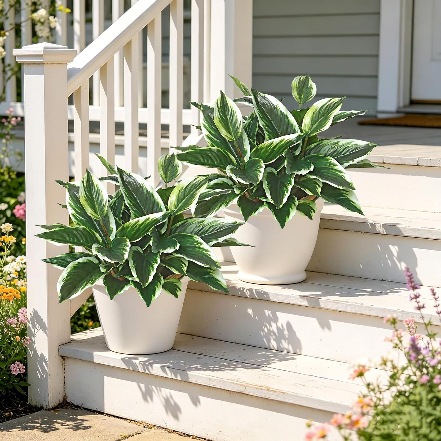 UV Resistant Faux Hostas – 4PCS Outdoor Artificial Plants for Home & Office