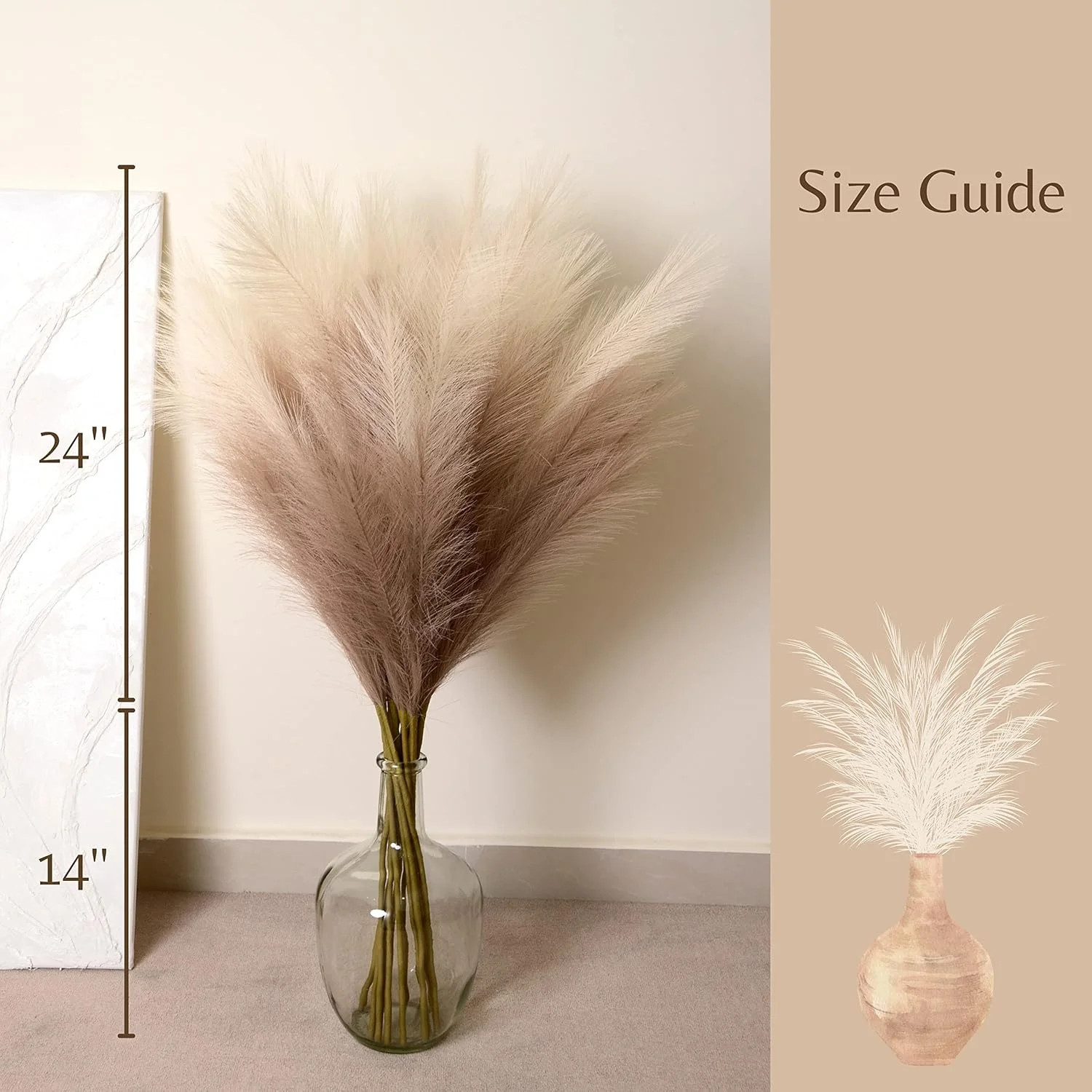 PERFNIQUE Faux Pampas Grass, 9PCS Pompas, Large Pompas Grass, 38” Tall Pampas G