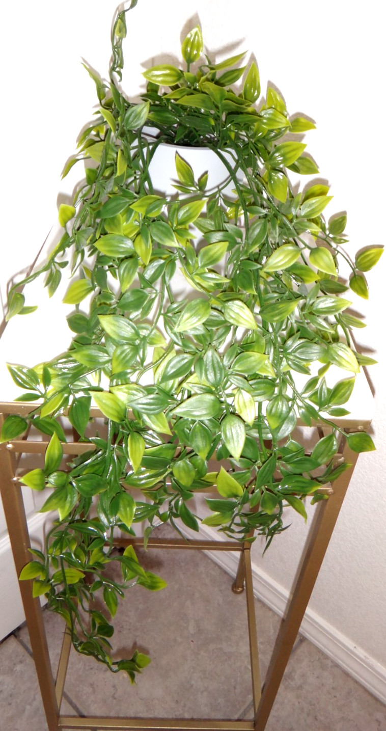 22 inch Dripping Artificial Potted Plant Green Leaves Gray Pot Floral Home Décor