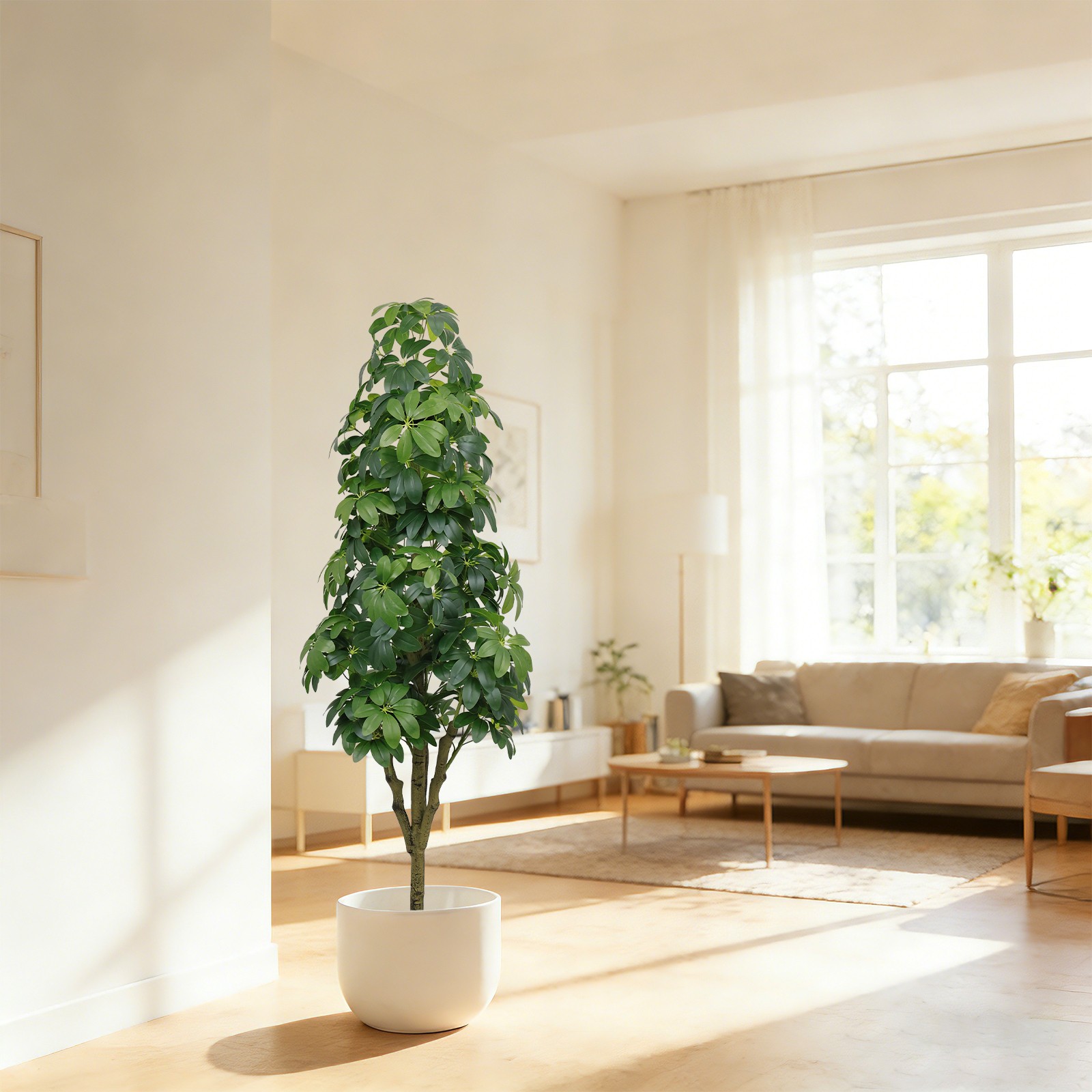 5.2ft Artificial Faux Silk Tree in Black Pot for Indoor Outdoor Decor