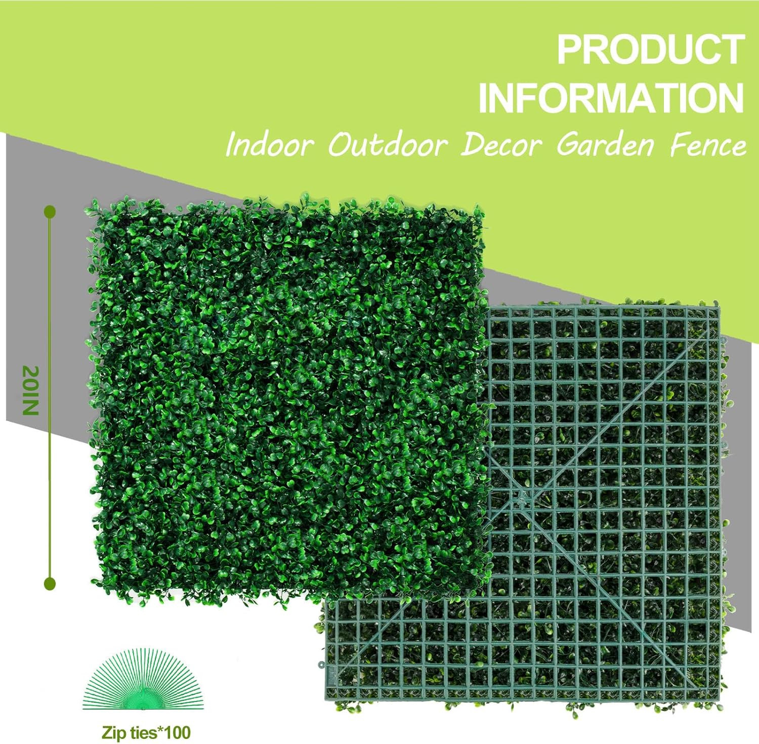 AOKIE 20″X20″ Artificial Grass Wall, 12 Pcs Boxwood Hedge Wall Panels Uv-Anti Gr
