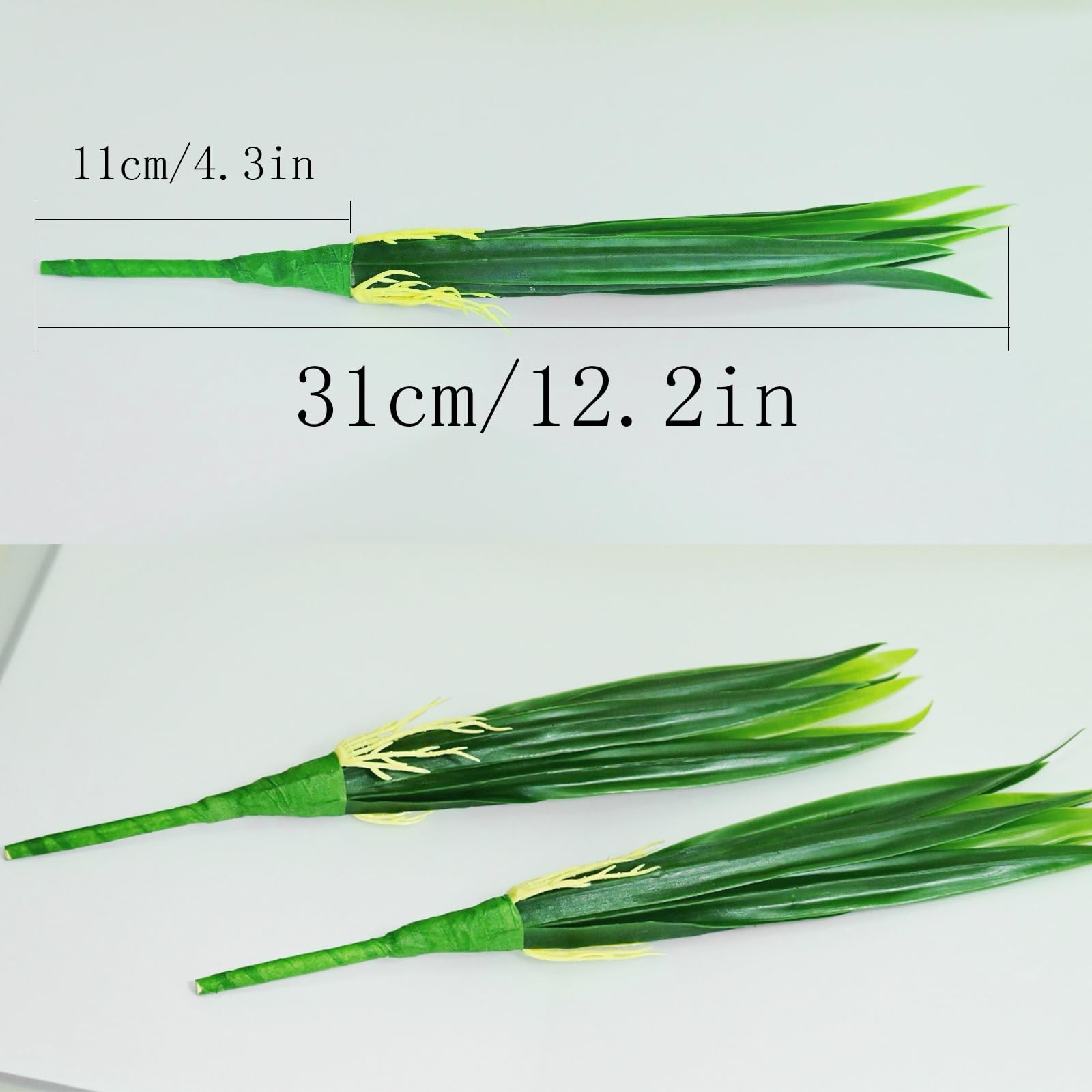 4 PCS Green 12.2 Inch Artificial Orchid Leaf Plastic Phormium Bush Plant