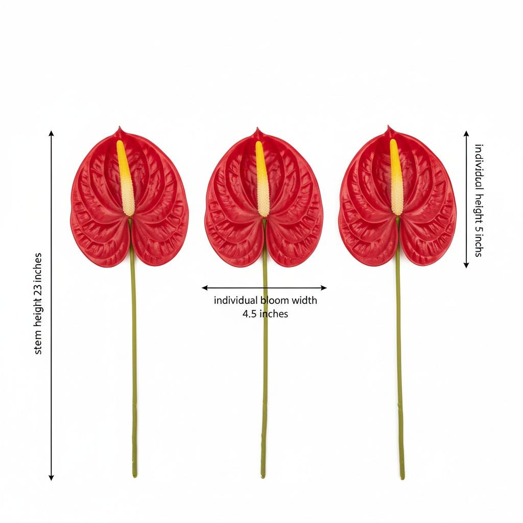Red Artificial Anthurium Stems 23 Inch Faux Tropical Flowers Modern Home Decor