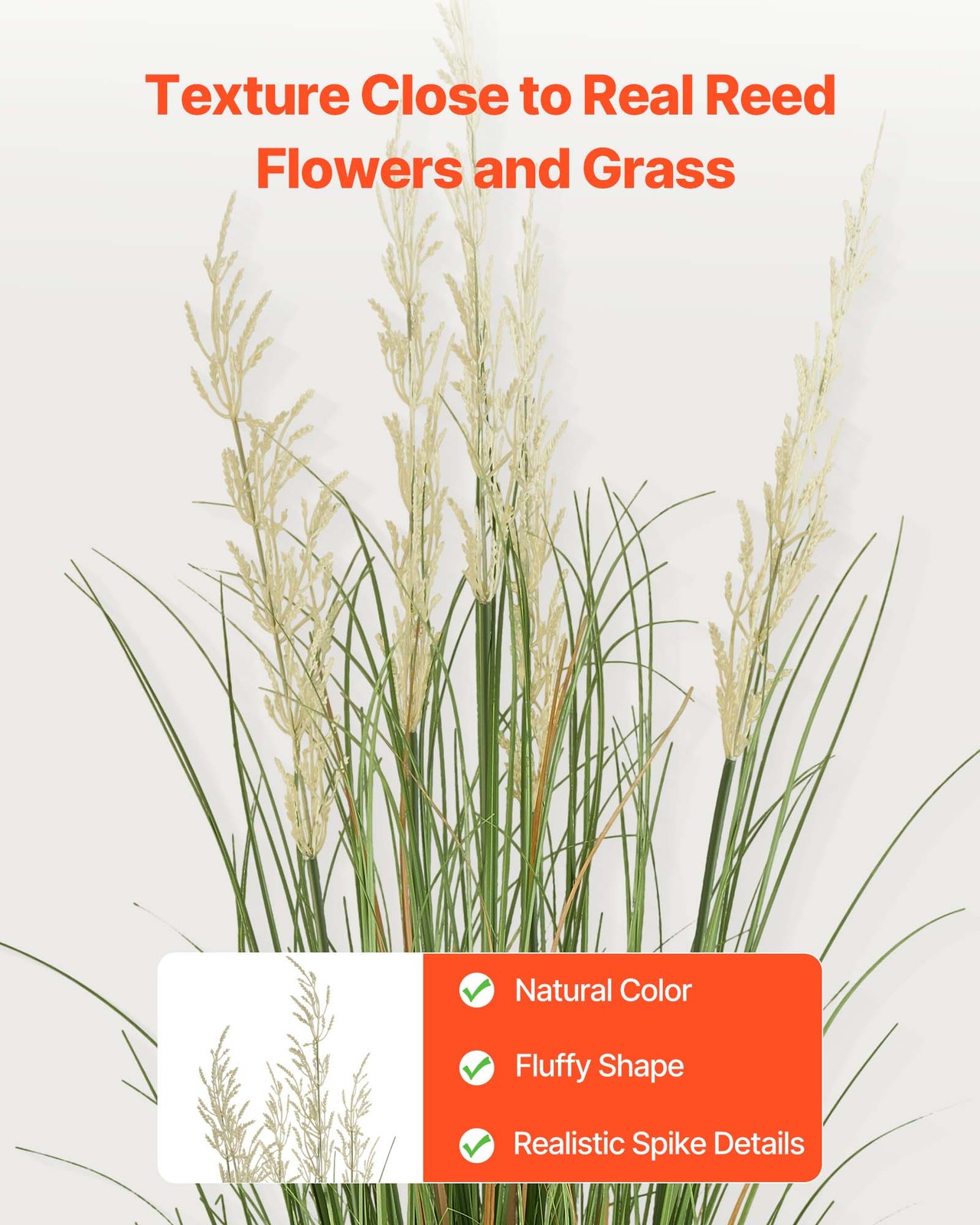 VEVOR Artificial Grass Plant 59 Inch Reed Flower Grass In Pot 2 Pack Green