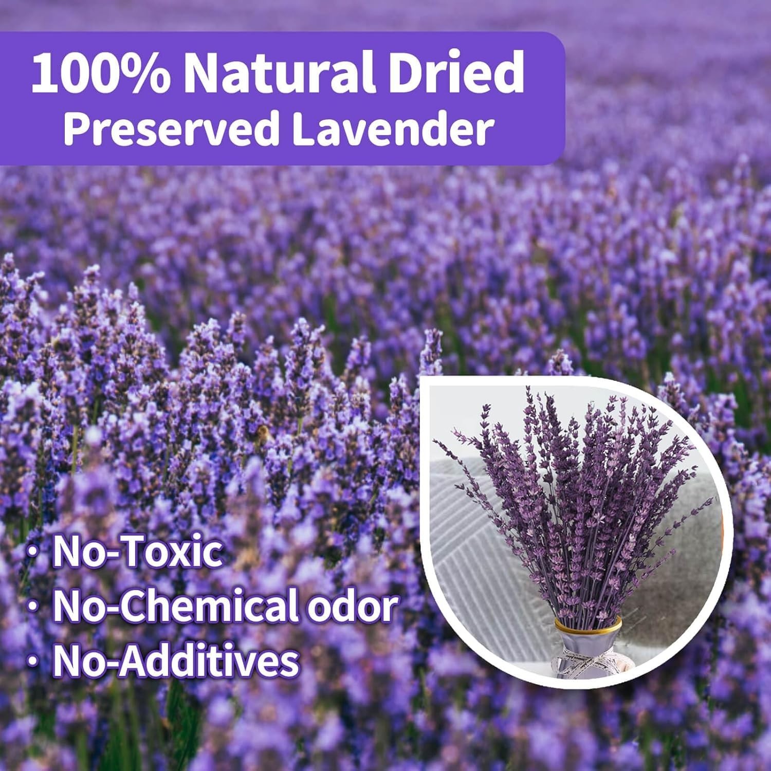 Elegant Dried Lavender Bouquet 15-17 Inches Preserved Purple Flowers for Home
