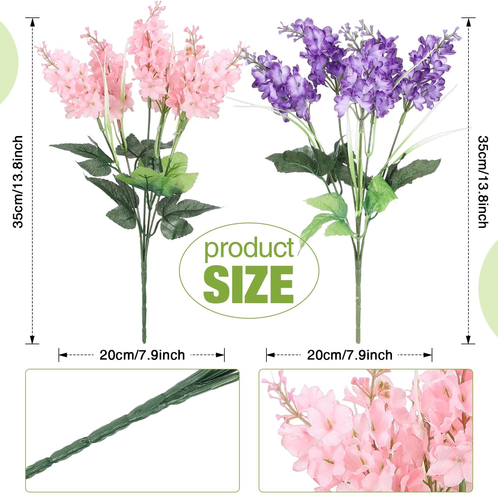 Artificial Flowers 12 Pcs 14” Silk Hyacinth UV Resistant for Home Garden Decor