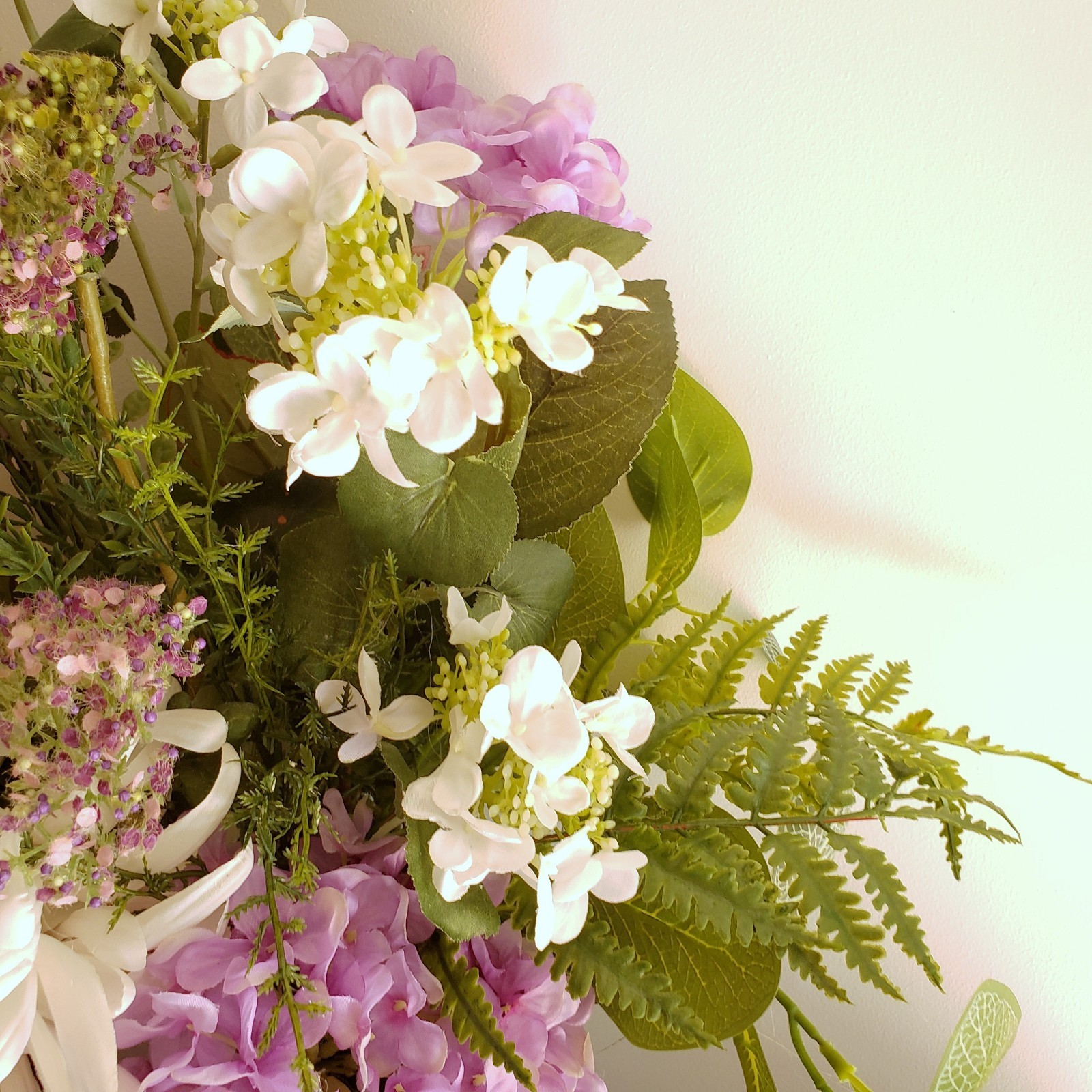 Handmade Purple & White Floral Arrangement, Cottagecore Table Decor