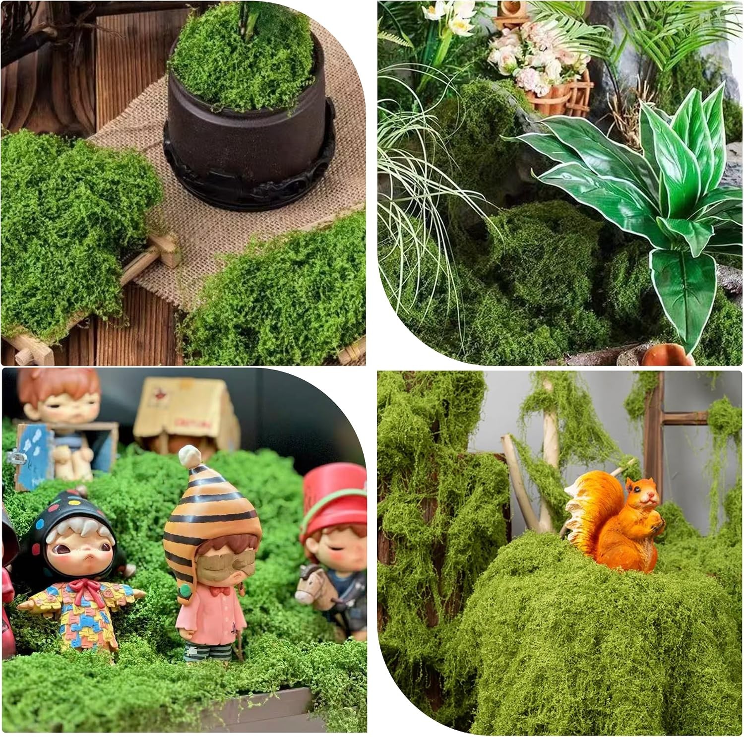 Fake Moss for Plants Indoor, 7OZ Dual-Color Artificial Moss for Crafts,