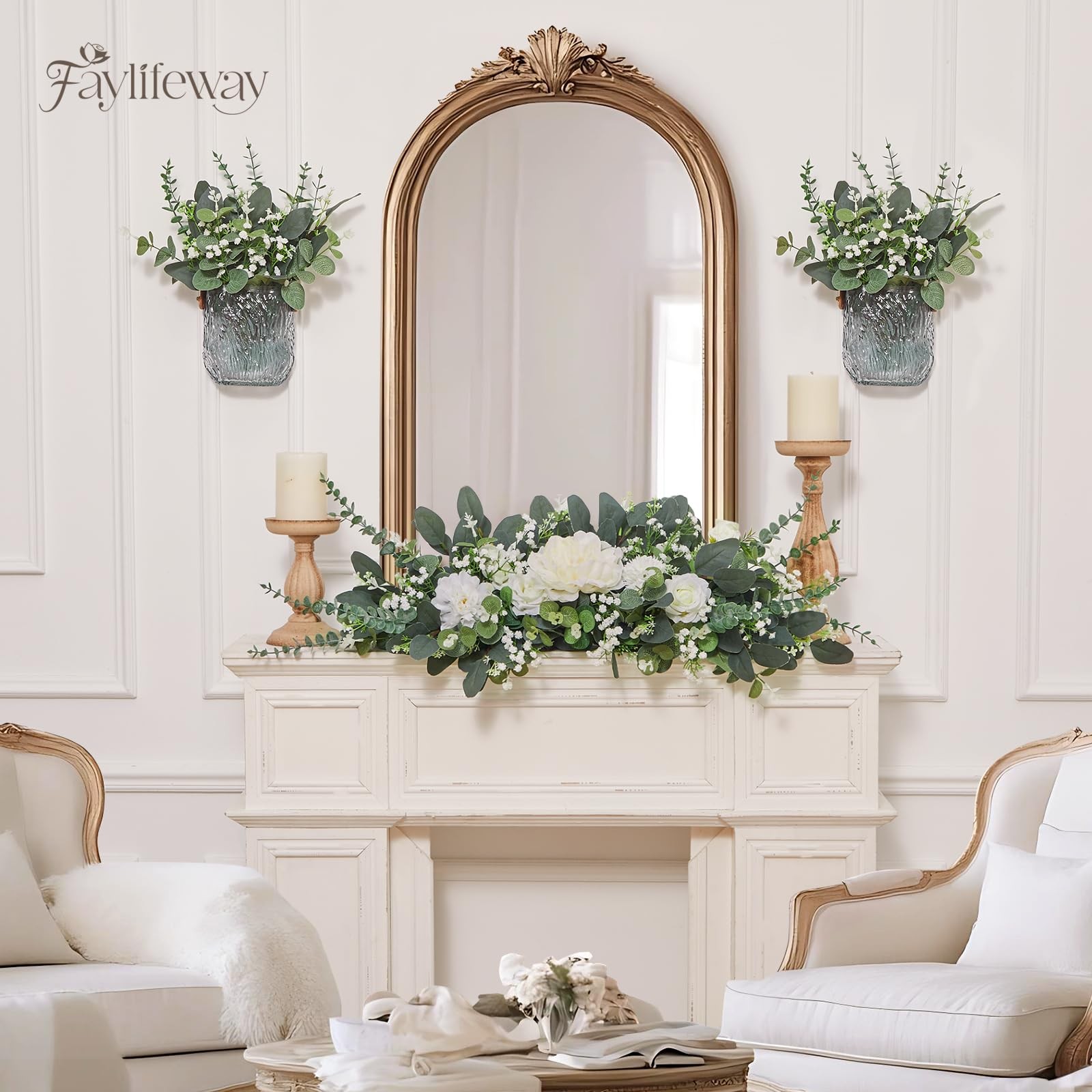 120 Pcs 4 Kinds Mixed Eucalyptus Greenery Stems, Baby Breath Flowers Artifici…