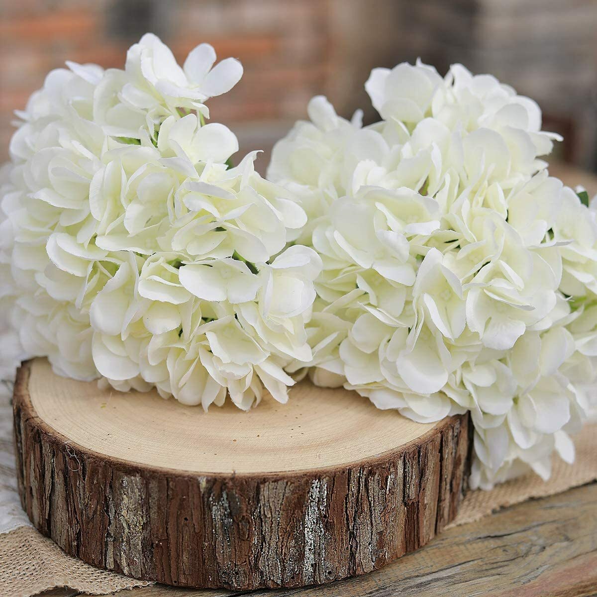 Party Joy 5pcs 15.4In Artificial Hydrangea Silk Flowers Bouquet Faux Hydrangea